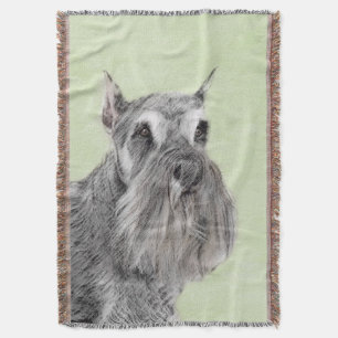 Schnauzer (Giant, Standard) Painting - Dog Art Throw Blanket