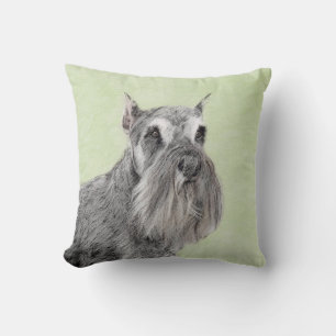 Schnauzer (Giant, Standard) Painting - Dog Art Throw Pillow