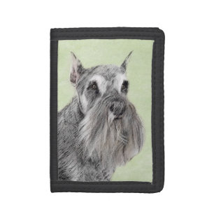 Schnauzer (Giant, Standard) Painting - Dog Art Trifold Wallet