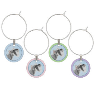 Schnauzer (Giant, Standard) Painting - Dog Art Wine Charm
