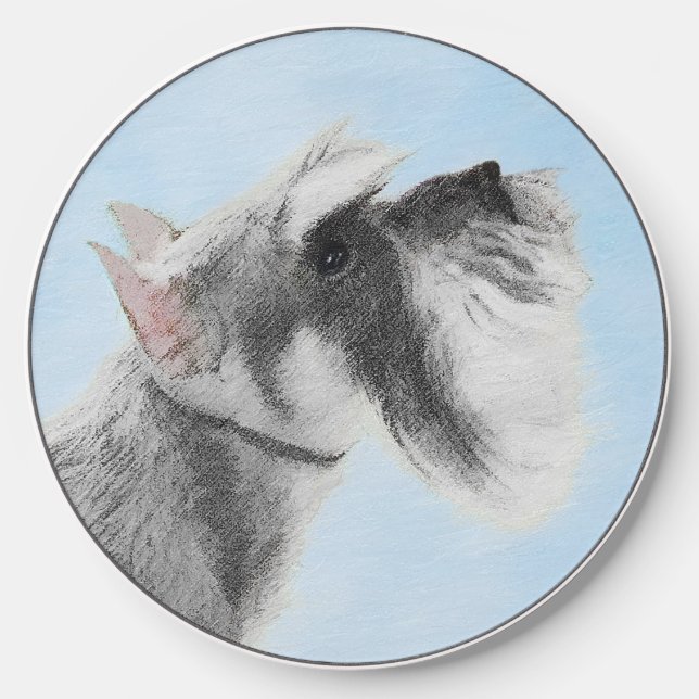Schnauzer (Giant, Standard)  Painting - Dog Art Wireless Charger (Front)