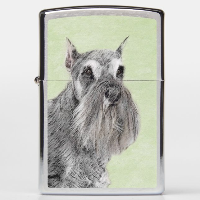 Schnauzer (Giant, Standard) Painting - Dog Art Zippo Lighter (Front)