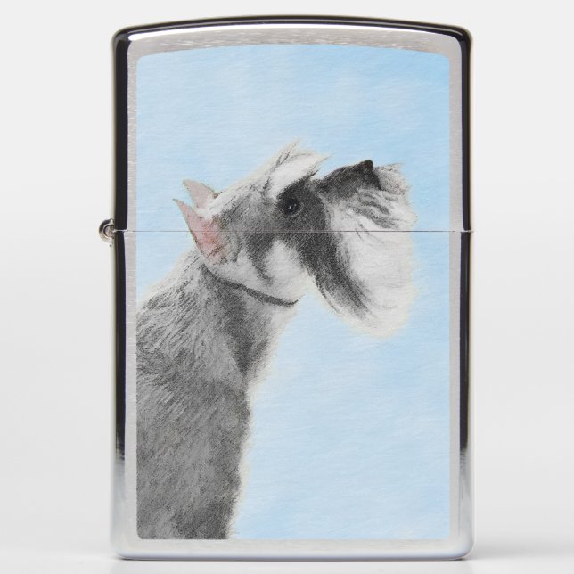Schnauzer (Giant, Standard)  Painting - Dog Art Zippo Lighter (Front)