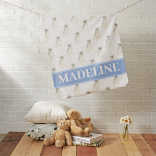 Schnauzer (Grey & White) Blue and White Baby Blanket