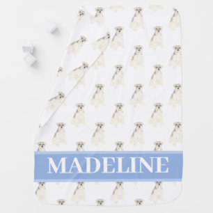 Schnauzer (Grey & White) Blue and White Baby Blanket