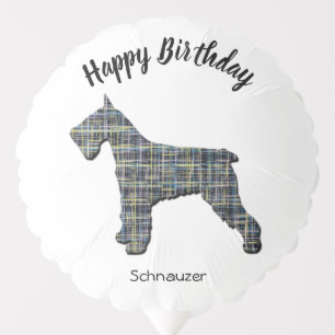 Schnauzer Grid Silhouette Dog Birthday White Balloon