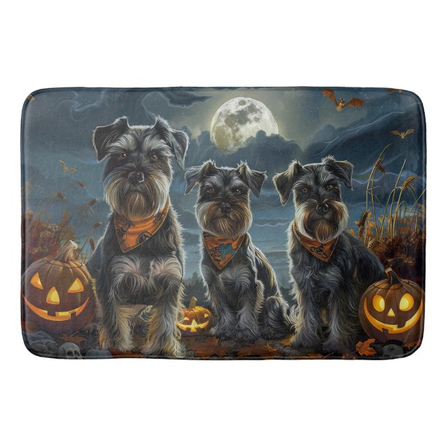Schnauzer Halloween Spooky  Bath Mat (Front)