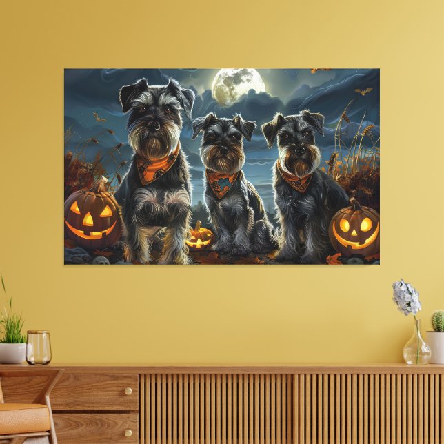 Schnauzer Halloween Spooky  Canvas Print (Insitu(LivingRoom))