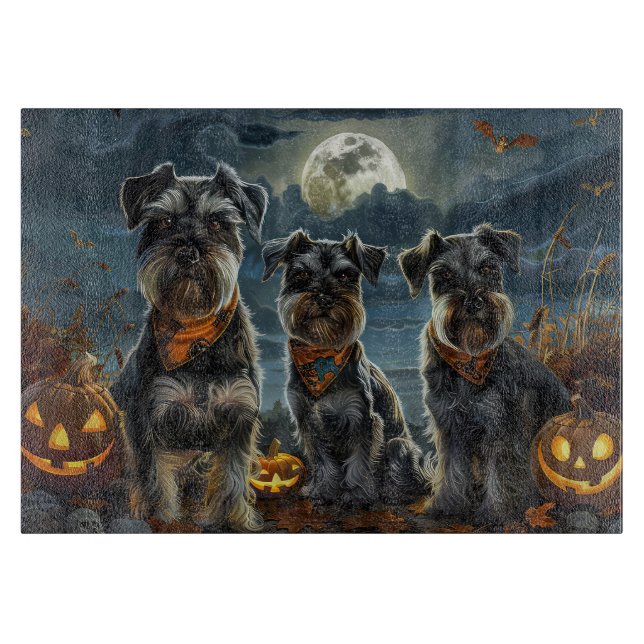 Schnauzer Halloween Spooky  Cutting Board (Front)