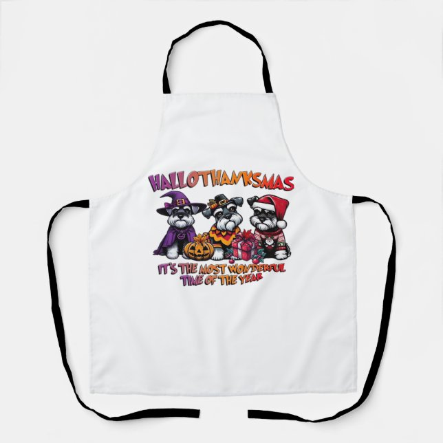 Schnauzer Halloween Thanksgiving Christmas Classic Apron (Front)