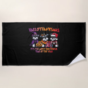 Schnauzer Halloween Thanksgiving Christmas Classic Beach Towel