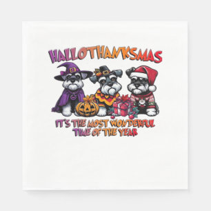 Schnauzer Halloween Thanksgiving Christmas Classic Napkins