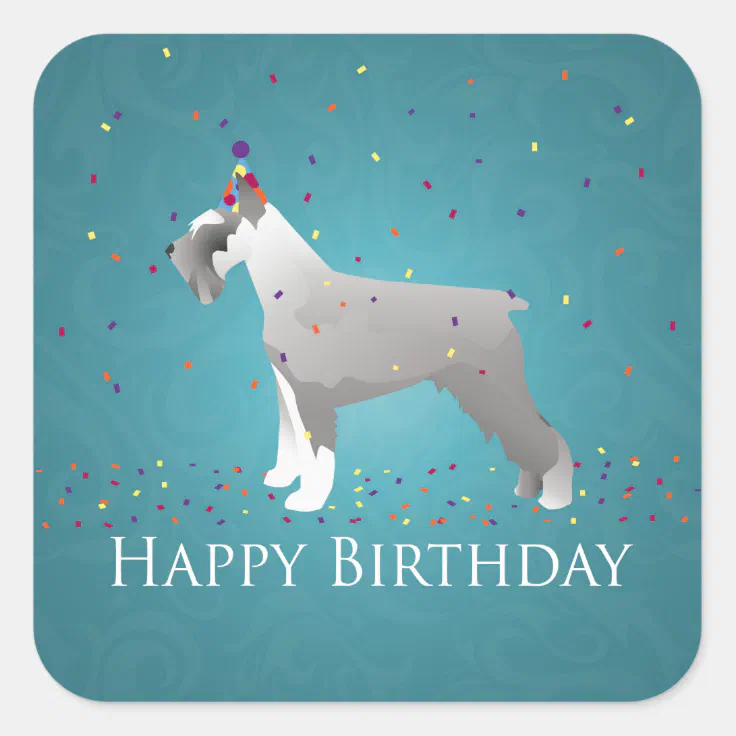 Schnauzer Happy Birthday Design Square Sticker Zazzle