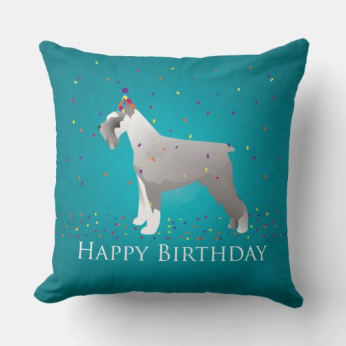 Schnauzer Happy Birthday Design Throw Pillow