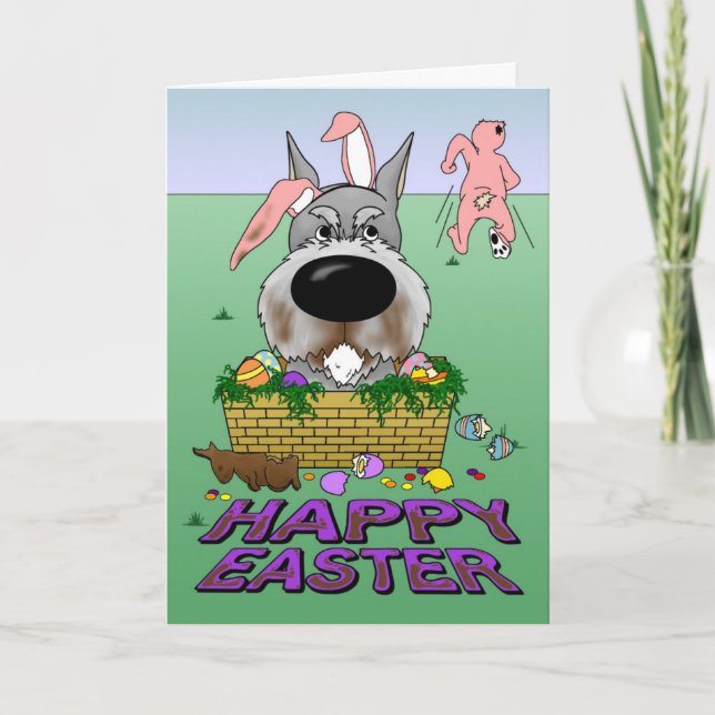 Schnauzer Happy Easter Holiday Card (Front)