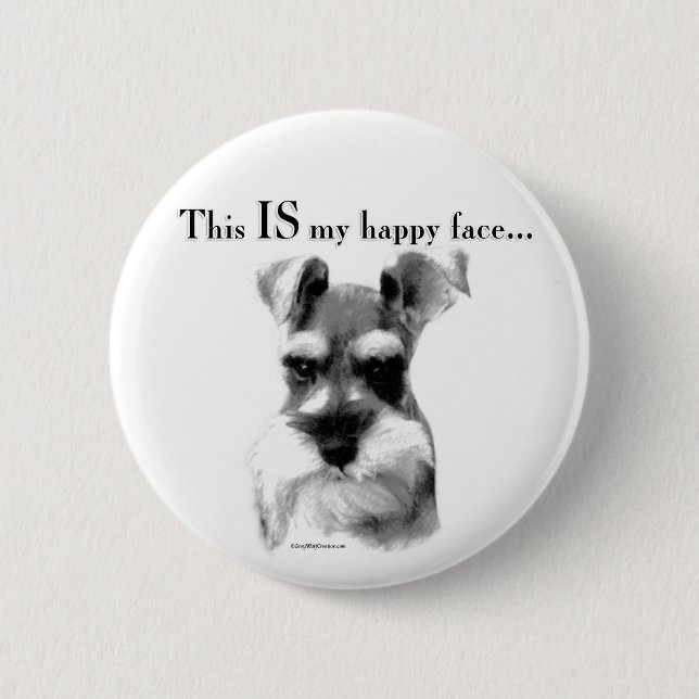 Schnauzer Happy Face Button (Front)