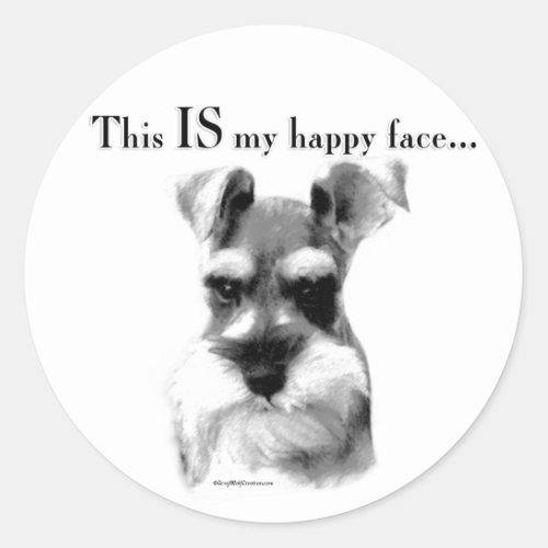 Schnauzer Happy Face Classic Round Sticker