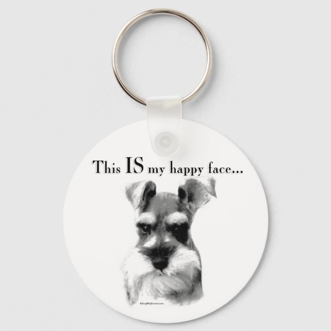 Schnauzer Happy Face Keychain (Front)