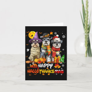 Schnauzer Happy Hallothanksmas Dog Lover Christmas Card