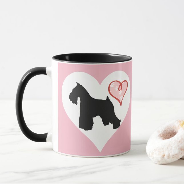 Schnauzer Heart and Paws Coffee Mug (With Donut)