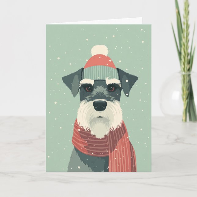 Schnauzer Holiday Greeting Card (Front)