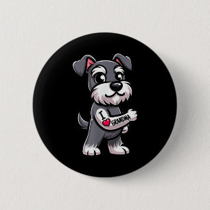Schnauzer I Love Grandma Funny Dog Tattoo  Button