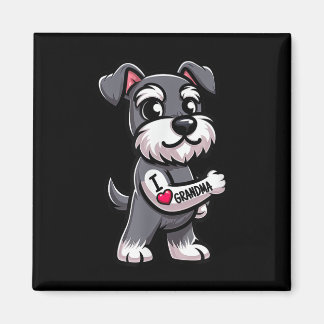 Schnauzer I Love Grandma Funny Dog Tattoo Magnet