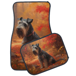 Schnauzer in Autumn Leaves Fall Inspire Car Floor Mat