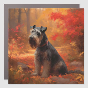 Schnauzer in Autumn Leaves Fall Inspire Car Magnet