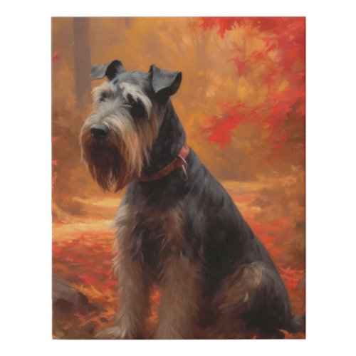 Schnauzer in Autumn Leaves Fall Inspire Faux Canvas Print