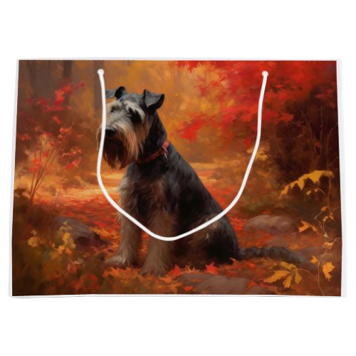 Schnauzer in Autumn Leaves Fall Inspire Large Gift Bag