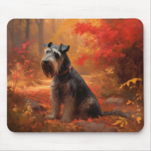 Schnauzer in Autumn Leaves Fall Inspire Mouse Pad