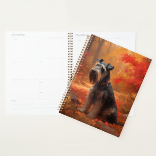 Schnauzer in Autumn Leaves Fall Inspire Planner