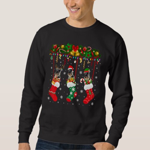 Schnauzer In Sock Xmas Reindeer Santa Elf Dog Sweatshirt