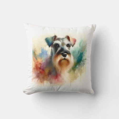 Schnauzer in Watercolor AREF805 _ Watercolor Throw Pillow