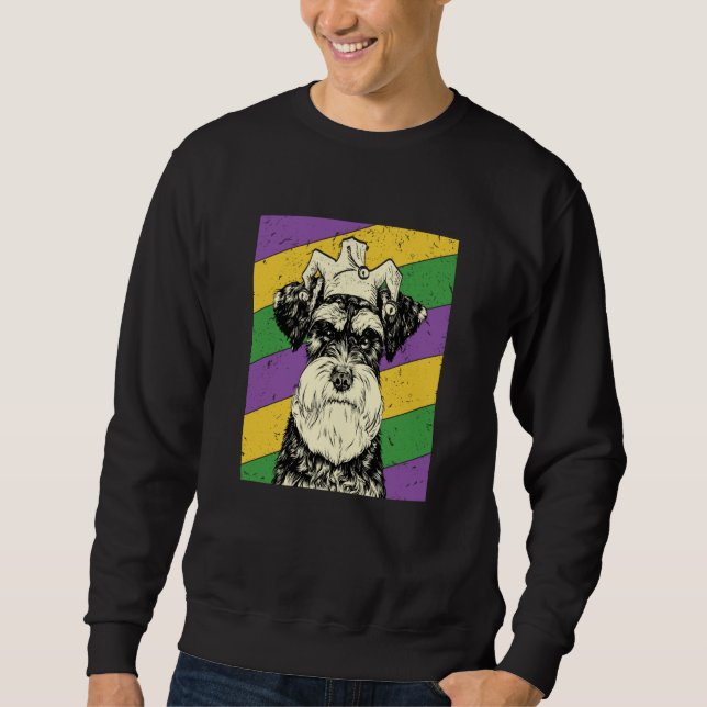 Schnauzer Jester Mardi Gras Dog Mom or Dad Sweatshirt (Front)