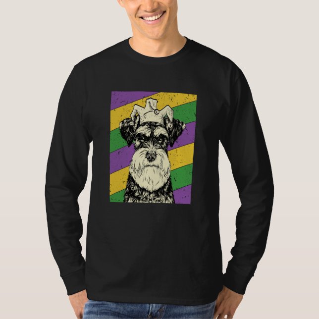 Schnauzer Jester Mardi Gras Dog Mom or Dad T-Shirt (Front)