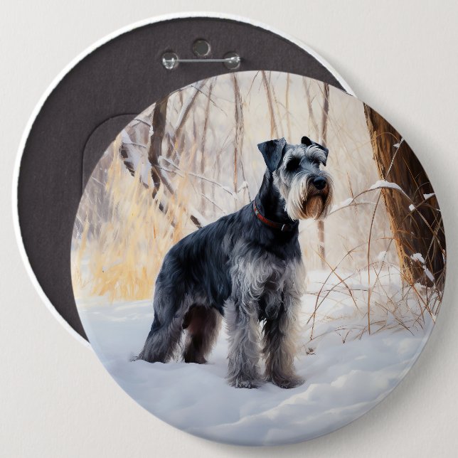 Schnauzer Let It Snow Christmas Button (Front & Back)