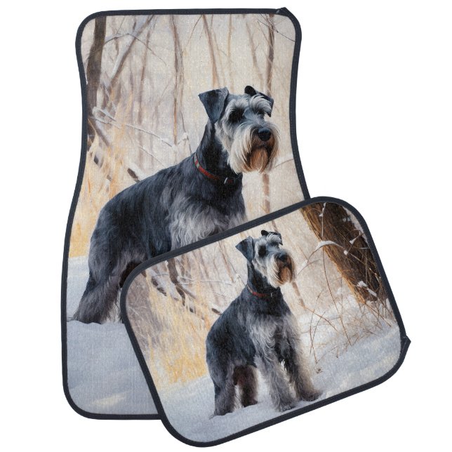 Schnauzer Let It Snow Christmas Car Floor Mat (Set)