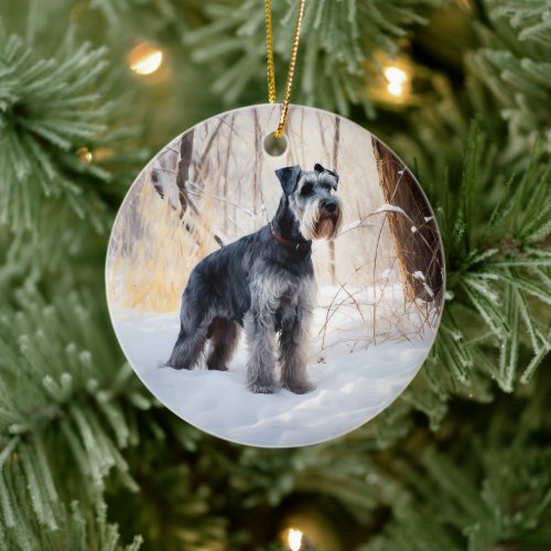 Schnauzer Let It Snow Christmas Ceramic Ornament