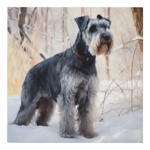 Schnauzer Let It Snow Christmas Faux Canvas Print