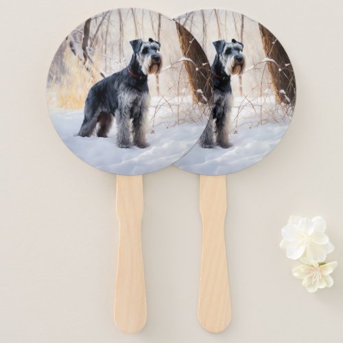 Schnauzer Let It Snow Christmas Hand Fan