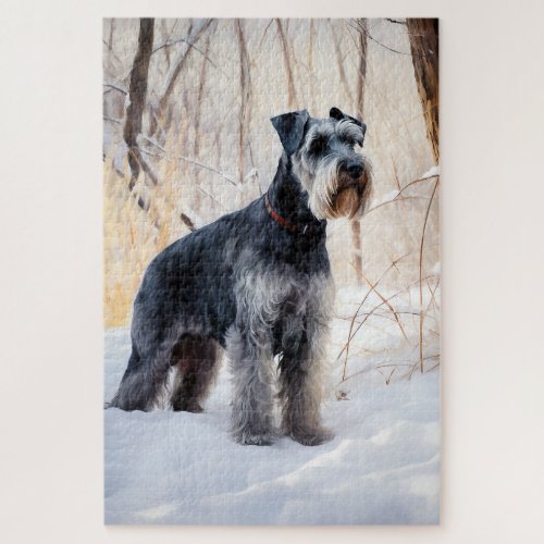 Schnauzer Let It Snow Christmas Jigsaw Puzzle