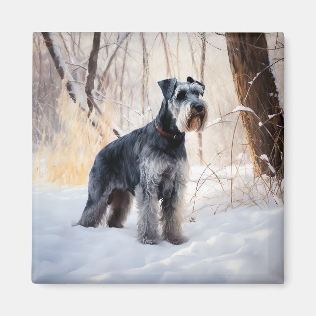 Schnauzer Let It Snow Christmas Magnet (Front)
