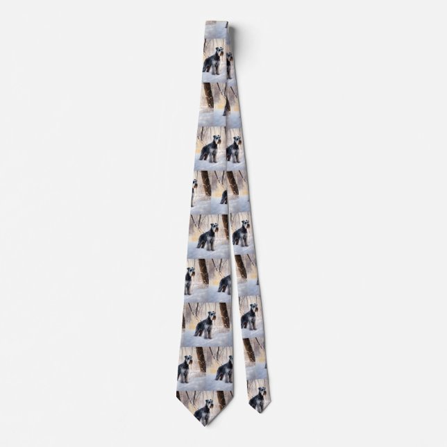 Schnauzer Let It Snow Christmas Neck Tie (Front)