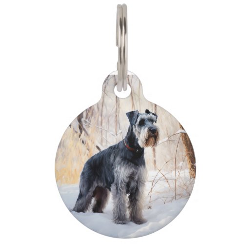 Schnauzer Let It Snow Christmas Pet ID Tag