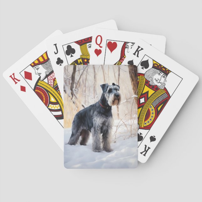 Schnauzer Let It Snow Christmas Poker Cards (Back)