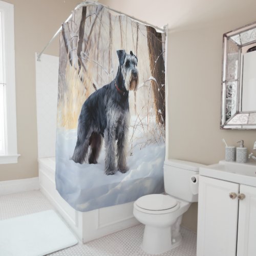 Schnauzer Let It Snow Christmas Shower Curtain