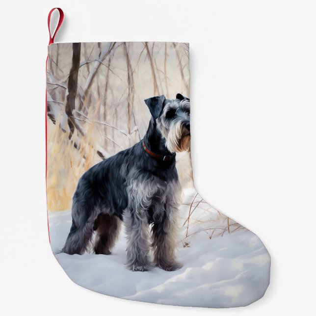 Schnauzer Let It Snow Christmas Small Christmas Stocking (Front)
