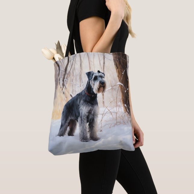 Schnauzer Let It Snow Christmas Tote Bag (Close Up)